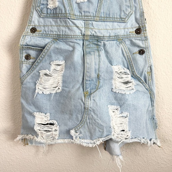 Carmar Denim Jumper Overall Dress Women's XS Light Wash Distressed Mini Cotton - Picture 5 of 6